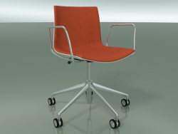 Sandalye 0384 (5 tekerlekli, kolçaklı, LU1, ön kaplamalı, PO00101)