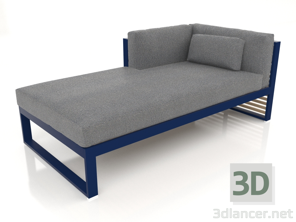 modèle 3D Canapé modulable, section 2 gauche (Bleu nuit) - preview