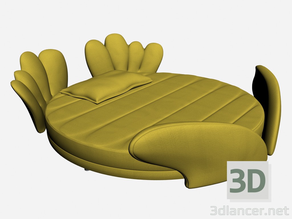 modello 3D Bambino letto tondo Viola letto - anteprima