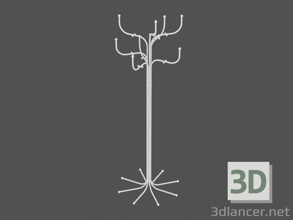 3D Modell Mantel Baum Kleiderbügel (weiß) - Vorschau