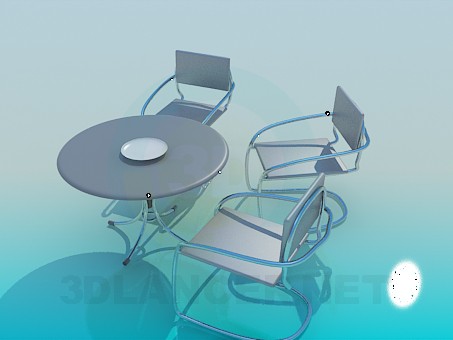 modelo 3D Mesa y sillas en el mismo paquete de Cafe - escuchar modelo 3D Mesa y sillas en el mismo paquete de Cafe - escuchar