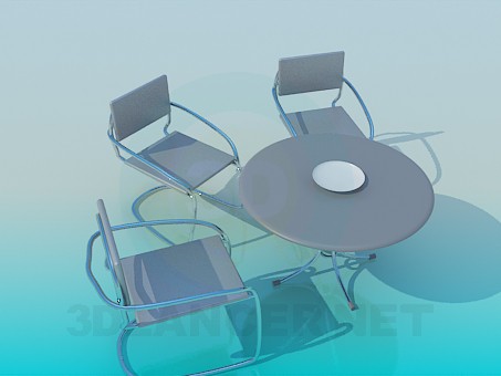 modelo 3D Mesa y sillas en el mismo paquete de Cafe - escuchar modelo 3D Mesa y sillas en el mismo paquete de Cafe - escuchar