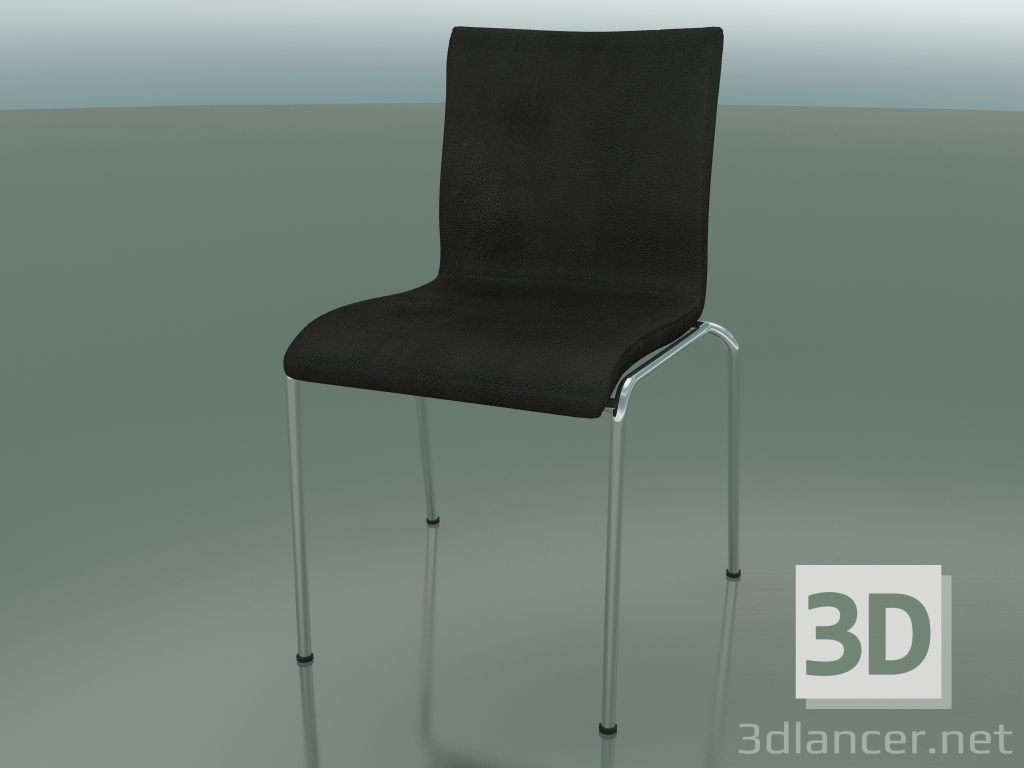 3d model Chair with four legs and extra width, with leather upholstery, padded (121) - preview