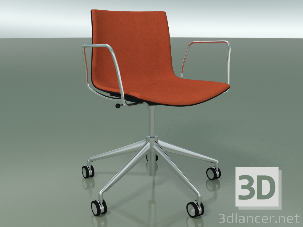 Modelo 3d Cadeira 0384 (5 rodízios, com braços, LU1, com guarnição frontal, PO00109) - preview