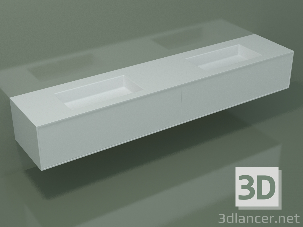 3D Modell Waschbecken mit Schubladen (06UCÂ2421, Glacier White C01, L 240, P 50, H 36 cm) - Vorschau