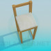 3d модель Длинный деревяный стульчик – превью