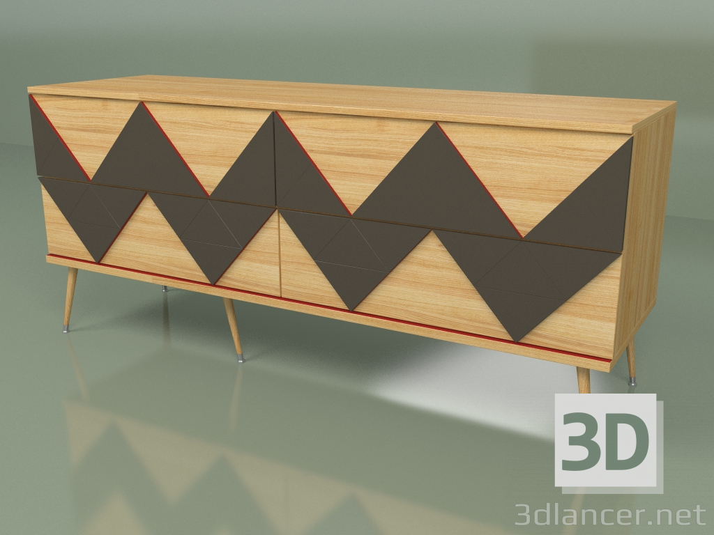 3d model Chest of drawers Granny Woo (dark brown, light veneer) - preview