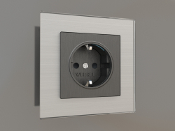 Socket with grounding, shutters and lighting (corrugated graphite)
