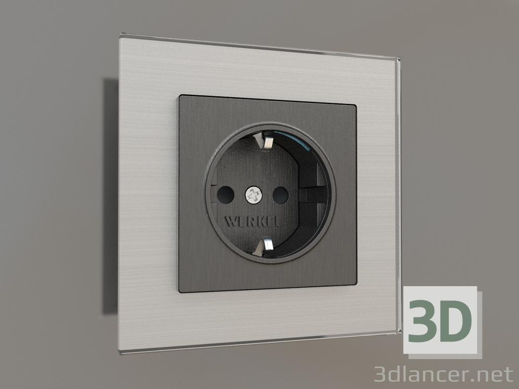 3d model Socket with grounding, shutters and lighting (corrugated graphite) - preview