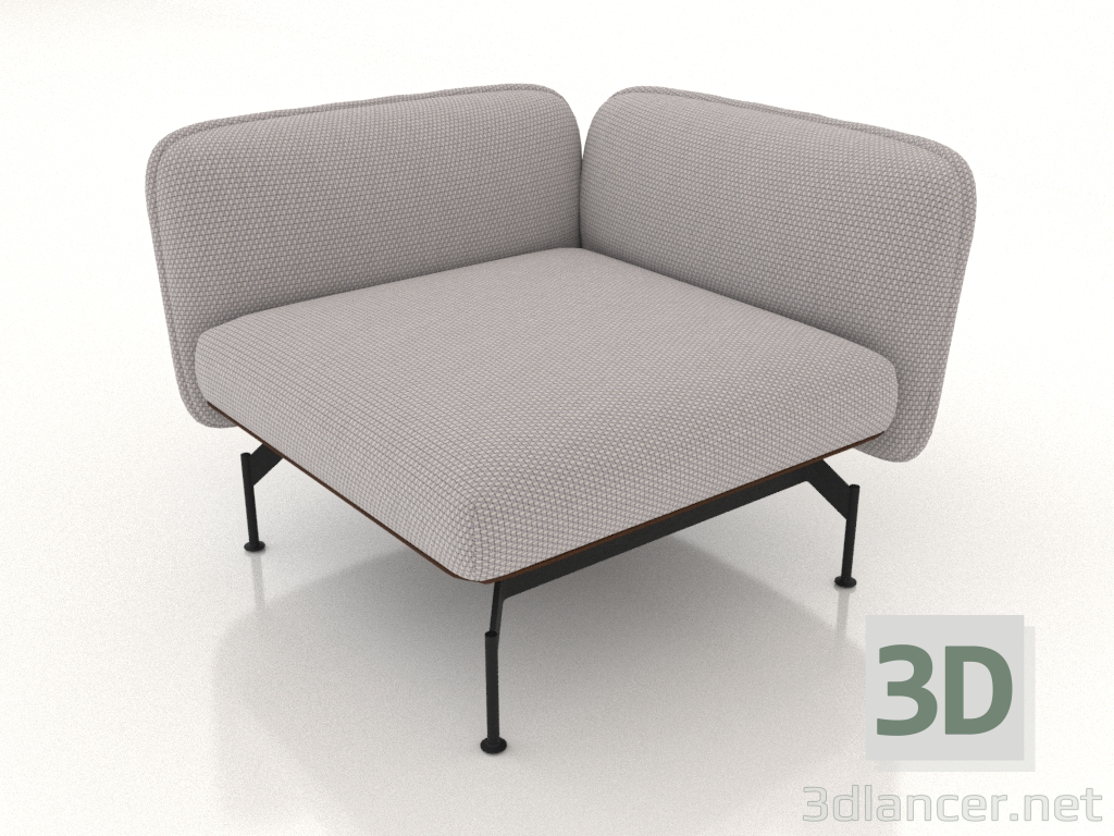3D modeli Sol tarafta kolçaklı 1 kişilik kanepe modülü (dışarıda deri döşeme) - önizleme