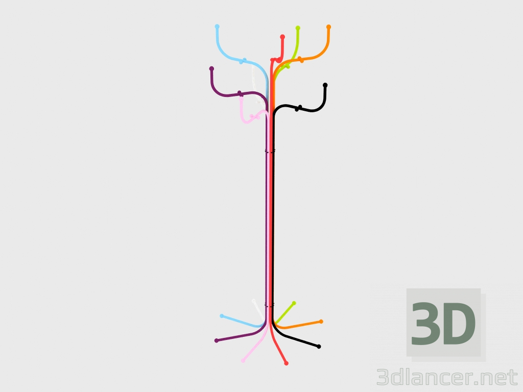 3d model Coat Tree Hanger (Multicolored) - preview