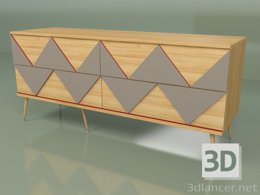 3d model Chest of drawers Granny Woo (coffee, light veneer) - preview