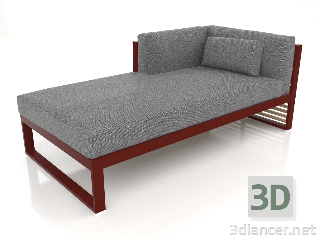 3D modeli Modüler kanepe, sol bölüm 2 (Şarap kırmızısı) - önizleme