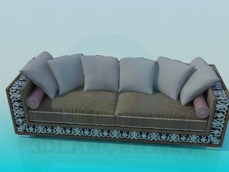 3d model Sofa with ornament - preview 3d model Sofa with ornament - preview