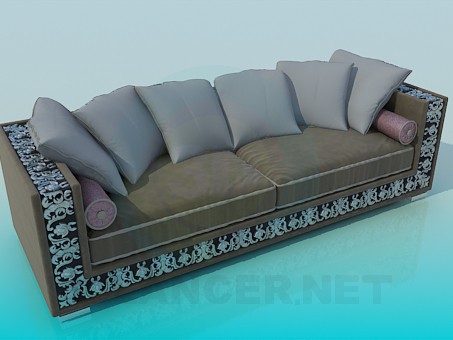 3d model Sofa with ornament - preview 3d model Sofa with ornament - preview
