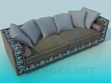 3d model Sofa with ornament - preview 3d model Sofa with ornament - preview