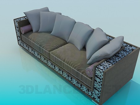 3d model Sofa with ornament - preview 3d model Sofa with ornament - preview