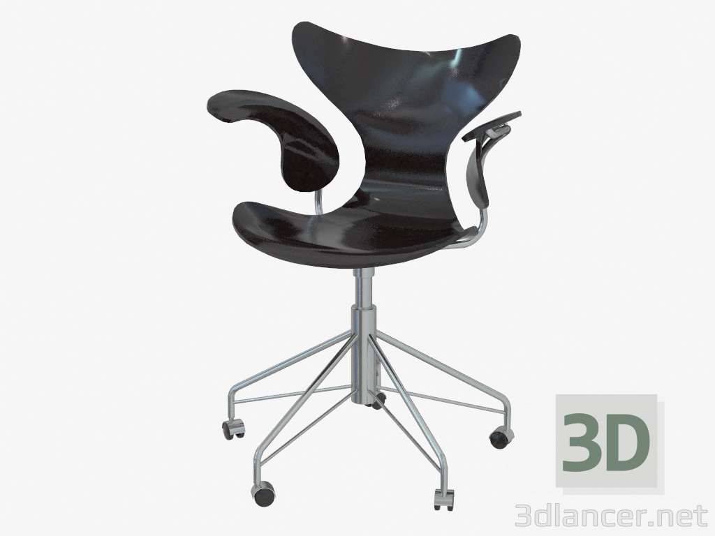 modèle 3D Chaise de bureau Lily (laque noire) - preview