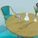 3d model Wooden kitchen table with a chair - preview
