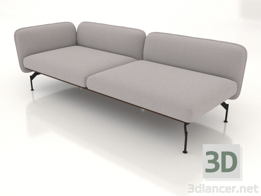 3D modeli Sol tarafta kol dayamalı 2,5 koltuklu kanepe modülü (dış tarafta deri döşeme) - önizleme