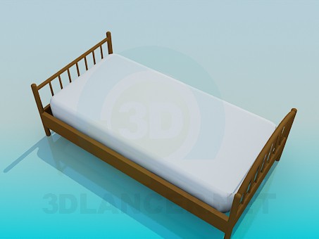 3D Modell Einzelbett mit Matratze - Vorschau
