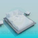 Modelo 3d Cama queen size, com tabelas - preview