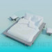 Modelo 3d Cama queen size, com tabelas - preview