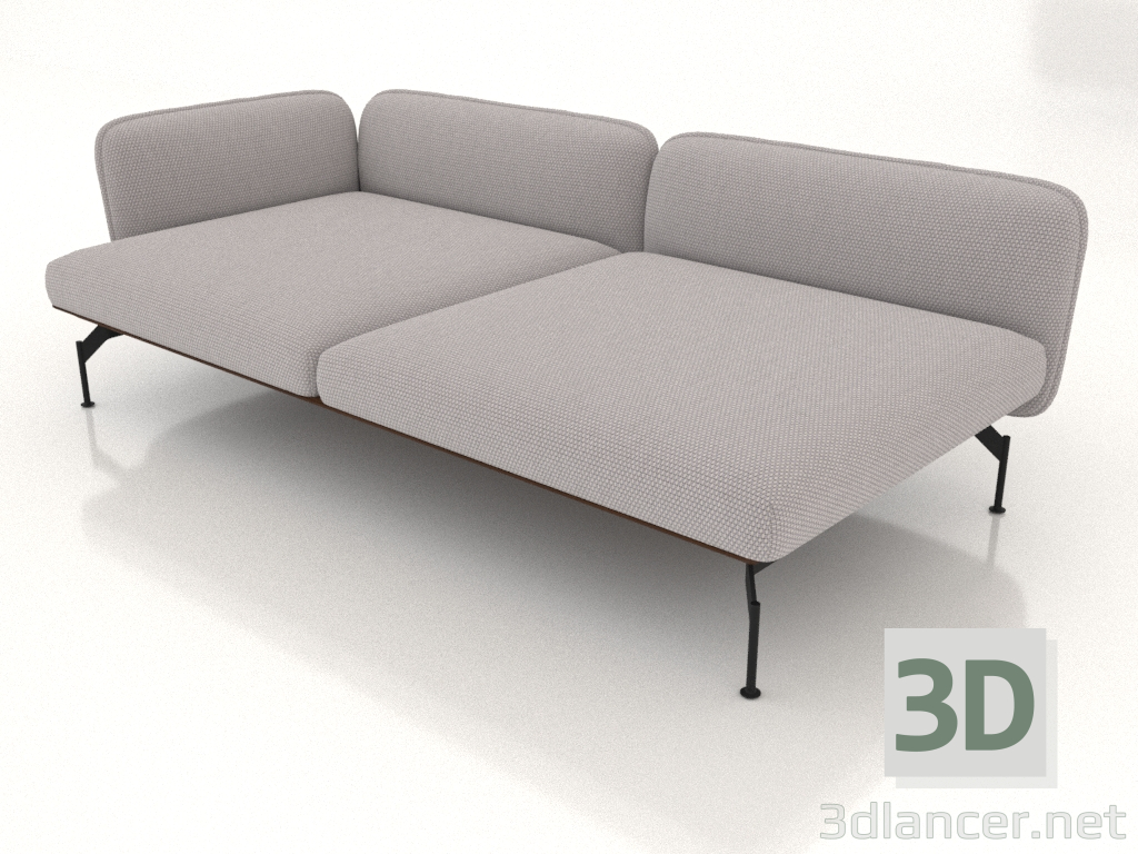 3D modeli Sol tarafta 85 kol dayama yeri olan 2,5 kişilik derin kanepe modülü (dış tarafta deri döşeme) - önizleme