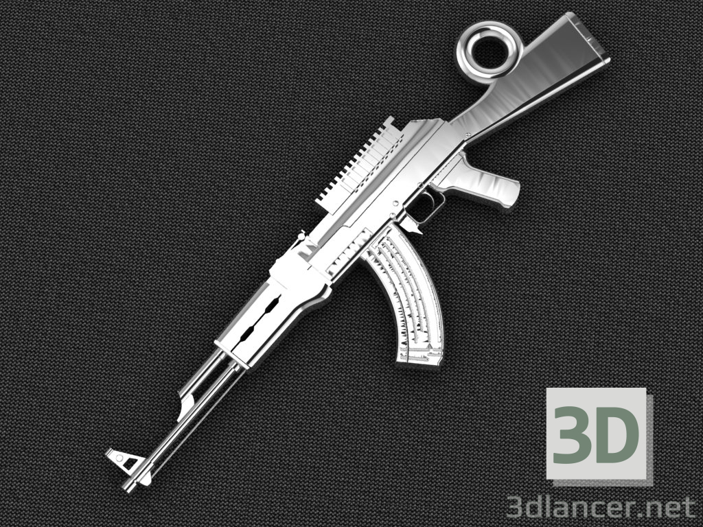 3d кулон АК-47 модель купить - ракурс