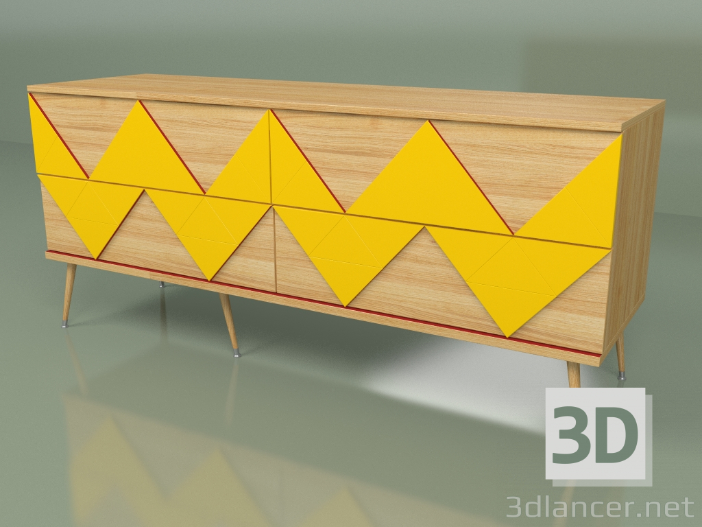 3d model Chest of drawers Granny Woo (mustard yellow, light veneer) - preview