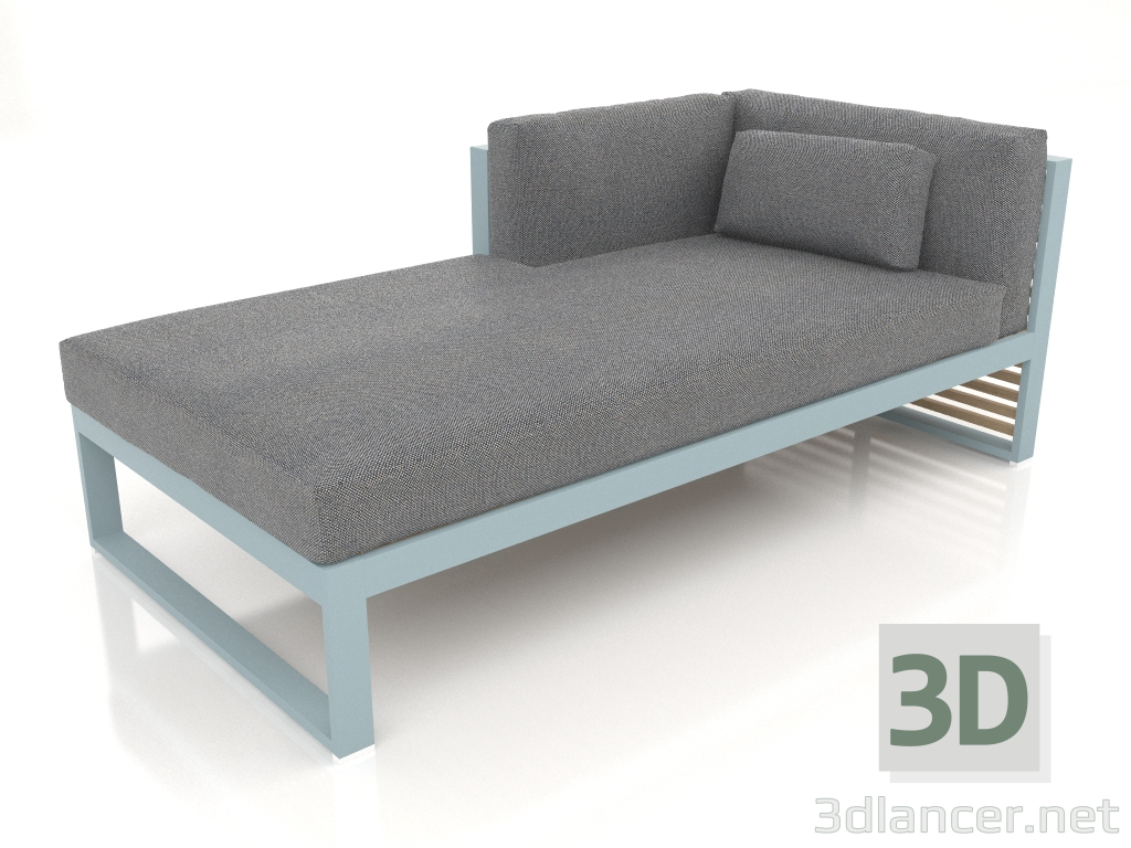 modèle 3D Canapé modulable, section 2 gauche (Bleu gris) - preview