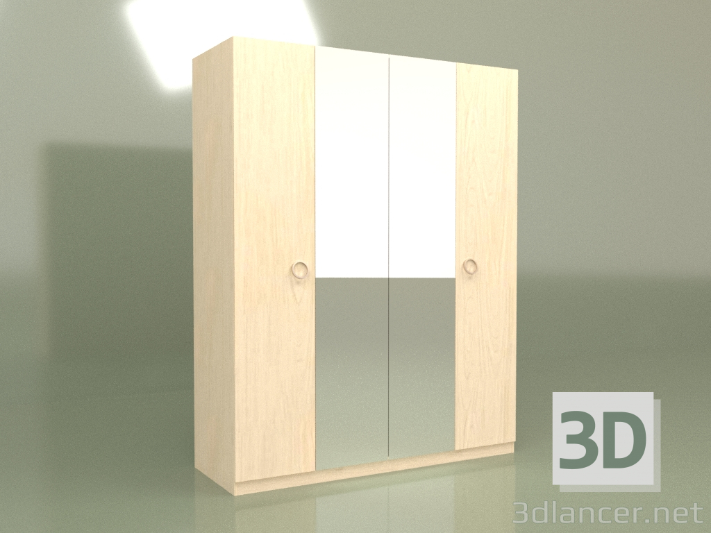 modèle 3D Armoire 4 portes avec un miroir DN 1403 (Erable) - preview