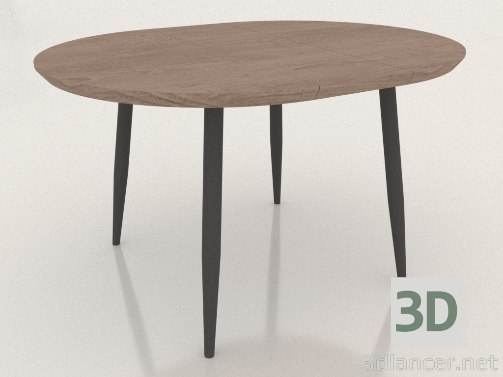 modello 3D Tavolo pieghevole Leticia 100-130 (rovere-nero) - anteprima