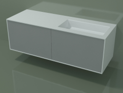 Washbasin with drawers (06UC834D1, Silver Gray C35, L 144, P 50, H 48 cm)