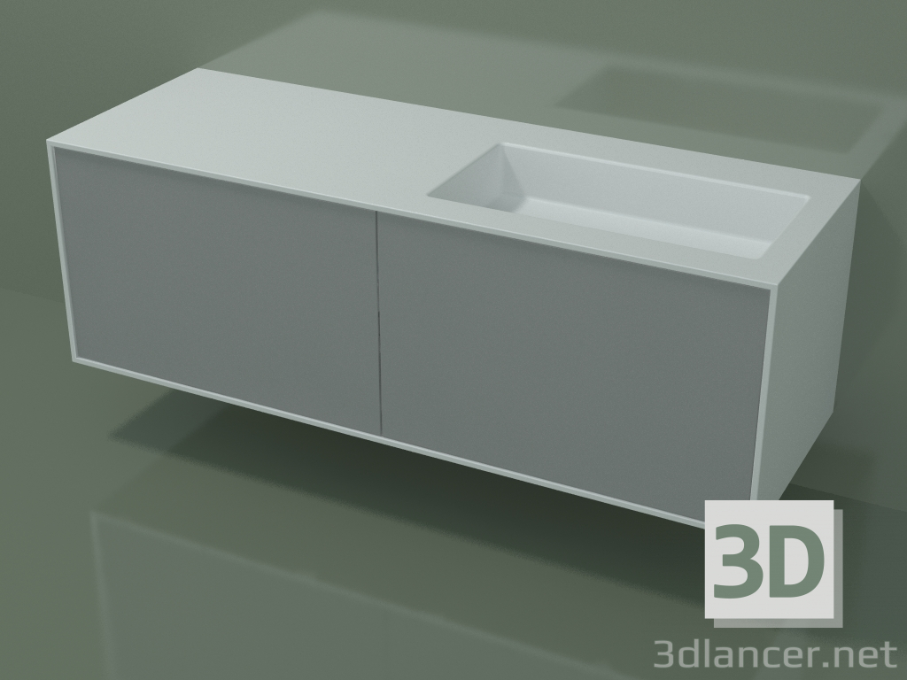 3d model Washbasin with drawers (06UC834D1, Silver Gray C35, L 144, P 50, H 48 cm) - preview