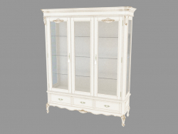 Showcase with two doors and three drawers BN8804 (white with gold patina)