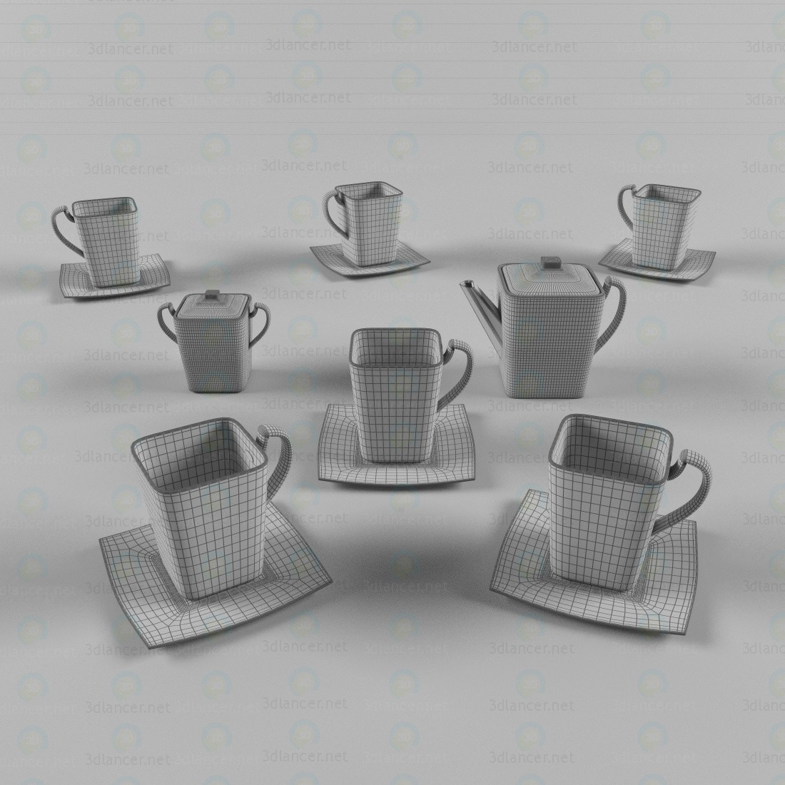 3d Coffee service model buy - render 3d Coffee service model buy - render