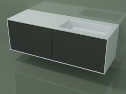 Washbasin with drawers (06UC834D1, Deep Nocturne C38, L 144, P 50, H 48 cm)