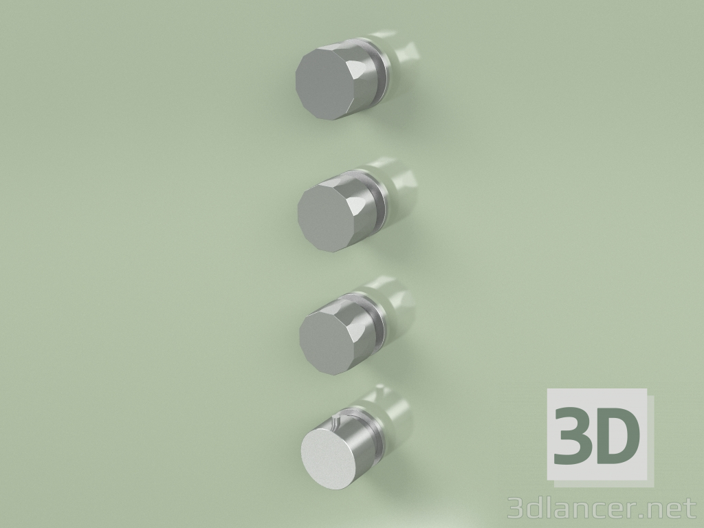 3 डी मॉडल 3 शट-ऑफ वाल्व के साथ थर्मोस्टेटिक मिक्सर सेट (15 50 0, AS) - पूर्वावलोकन