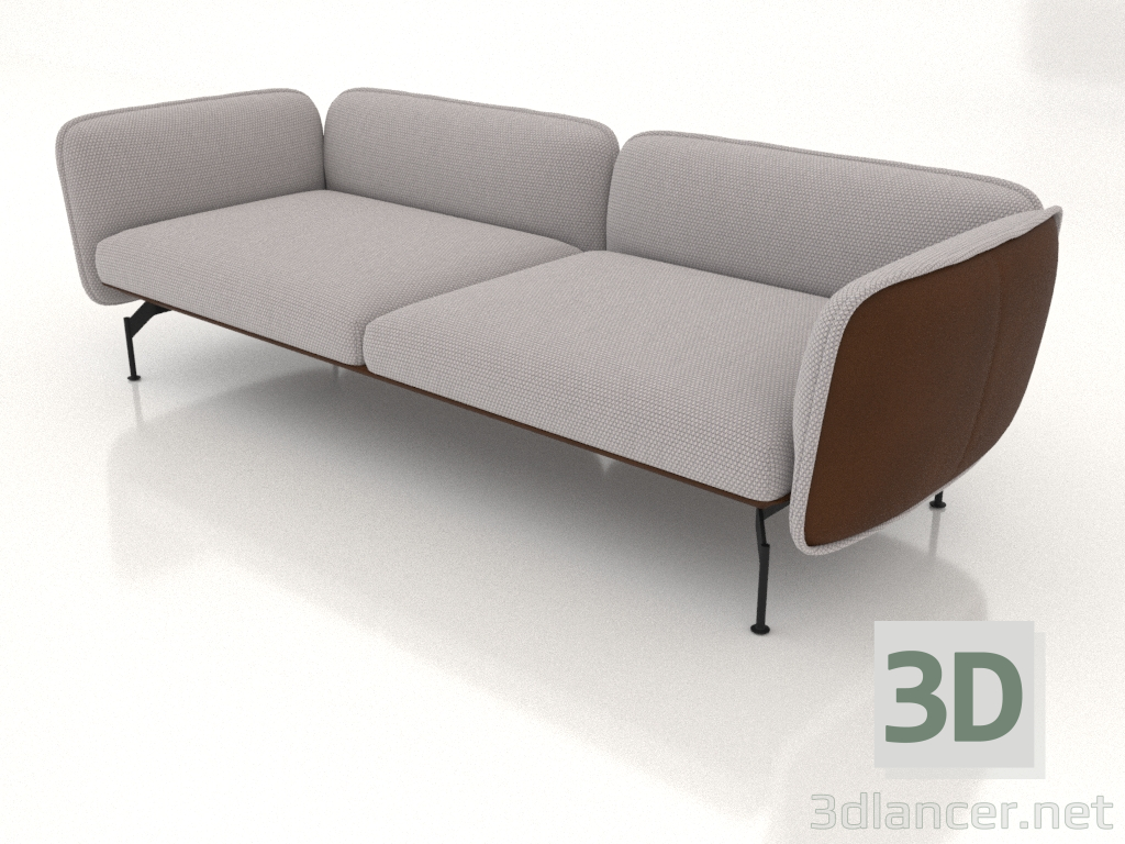 modèle 3D Canapé 2,5 places (revêtement cuir à l'extérieur) - preview