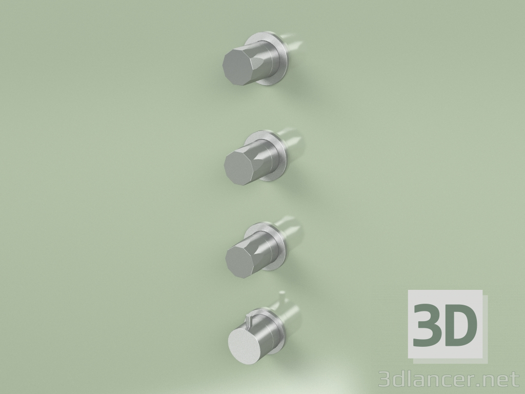 modèle 3D Set mitigeur thermostatique avec 3 vannes d'arrêt (15 50, AS) - preview