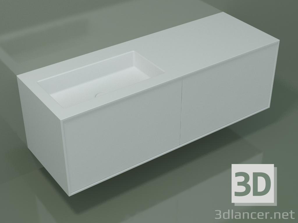 modello 3D Lavabo con cassetti (06UC834S1, Glacier White C01, L 144, P 50, H 48 cm) - anteprima