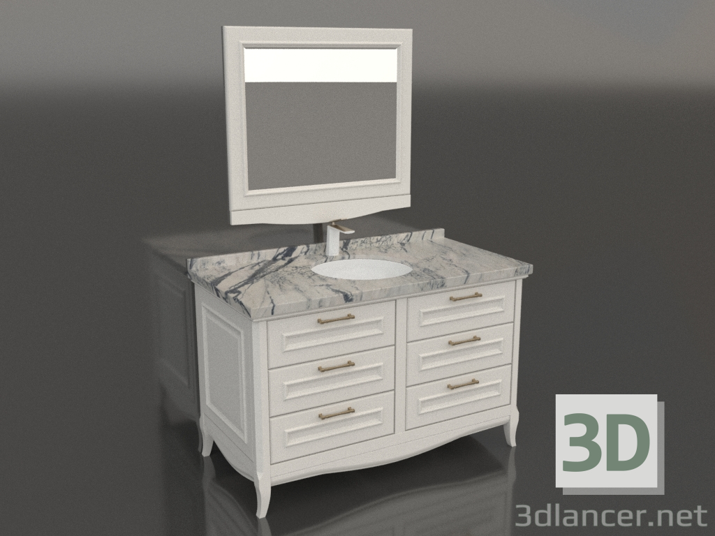 3D Modell Schrank im Badezimmer mit eingebautem Waschbecken (Estella) - Vorschau