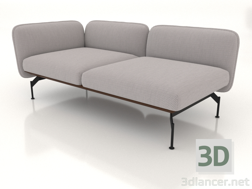 3D modeli Sol kolçaklı 2 kişilik kanepe modülü (dış tarafta deri döşeme) - önizleme