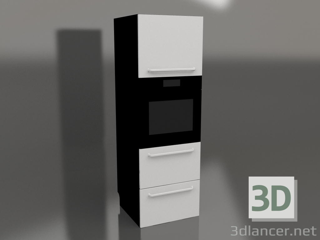 modèle 3D Four et deux tiroirs 60 cm (gris) - preview