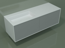 Washbasin with drawers (06UC834S1, Silver Gray C35, L 144, P 50, H 48 cm)