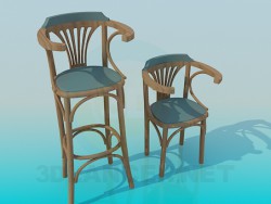 A set of wooden chairs