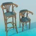 Modelo 3d Um conjunto de cadeiras de madeira - preview