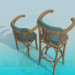 modello 3D Un set di sedie in legno - anteprima
