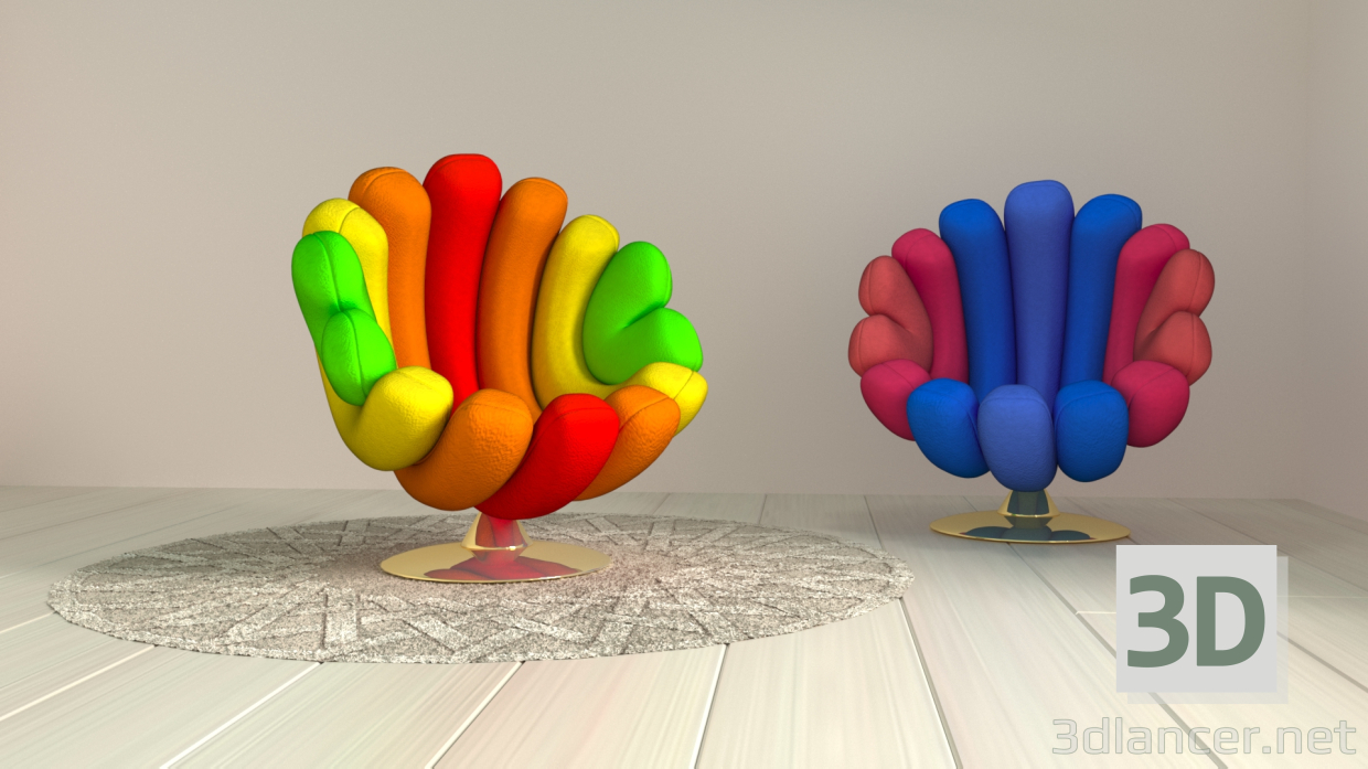 3D koltuk gökkuşağı modeli satın - render